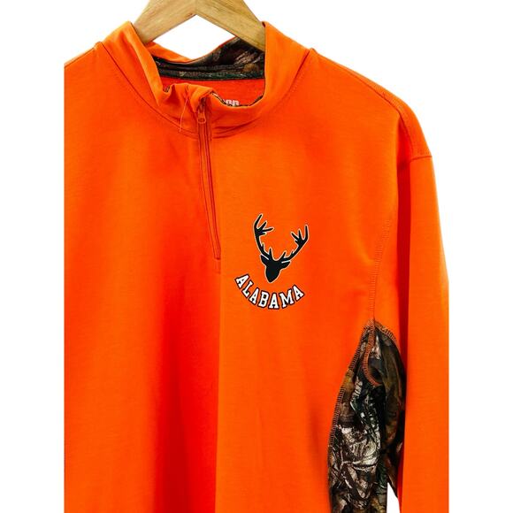 American Crown Texas Deer Logo 1/4 Zip Pullover - Orange Camo (Men’s XXL - Picture 9 of 11